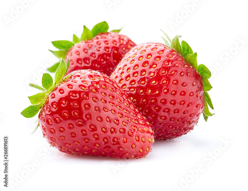 Fresh strawberry with leaves photo