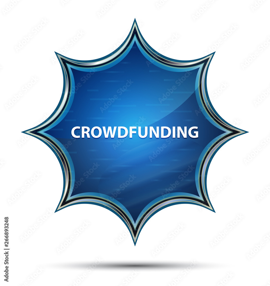 Crowdfunding magical glassy sunburst blue button Crowdfunding magical glassy sunburst blue button