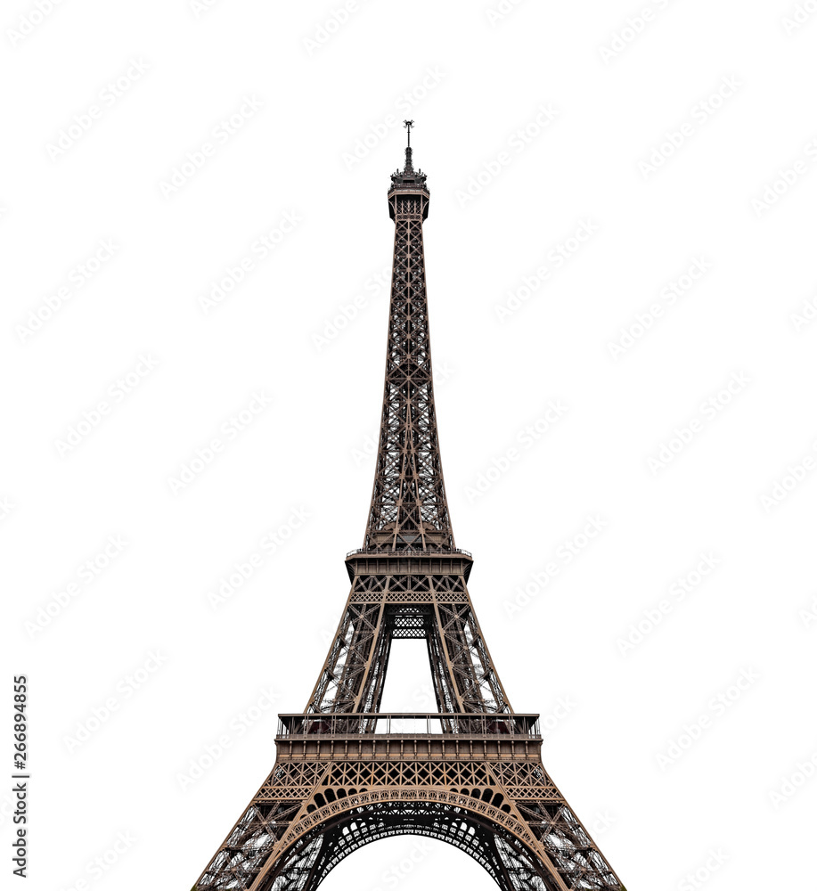 Eiffel tower isolated over the white background.