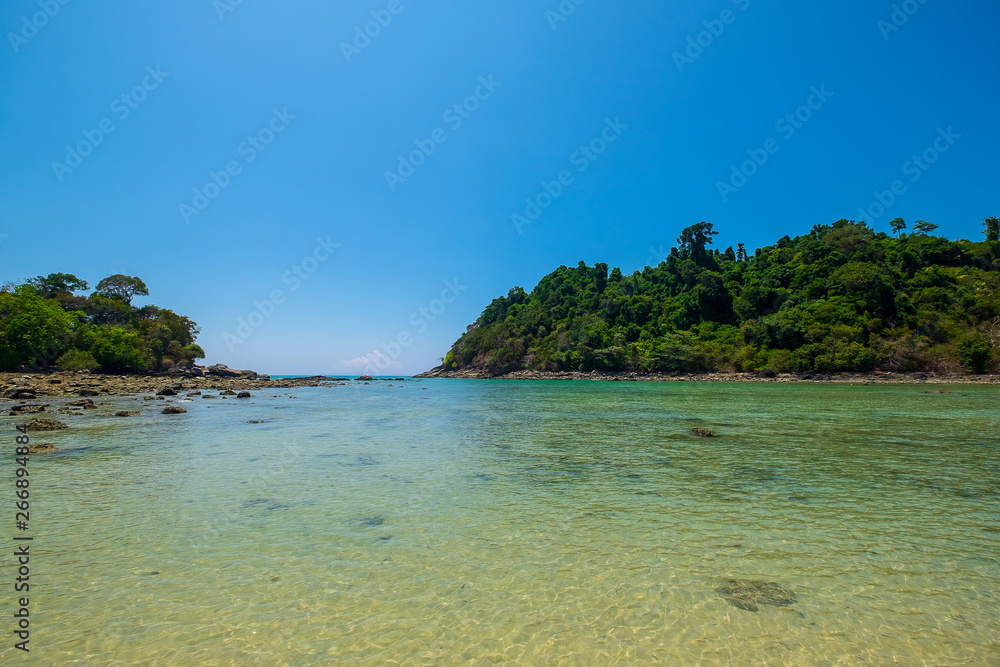 Fototapeta premium Beautiful Scenery of Ocean and Sea iSland in the Summer Day