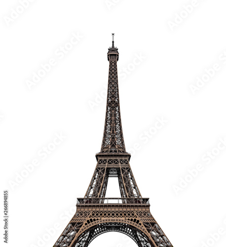 Print op canvas Eiffel tower isolated over the white background.
