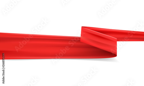 Red silky ribbon, isolated on a white background.