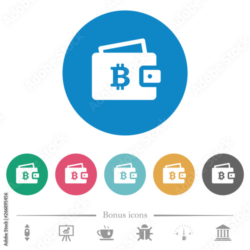 Bitcoin wallet flat round icons