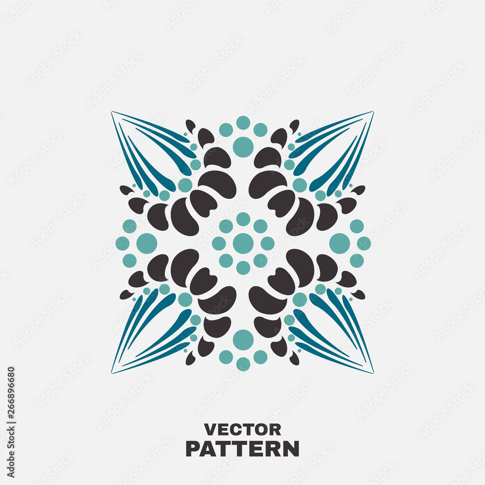 Vector flower pattern. Arabesque geometric design ornament. Indian mandala symbol. Islam mosaic logo template.