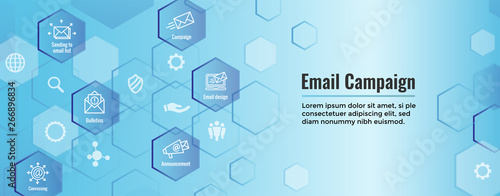 Email marketing campaigns icon set - web header banner