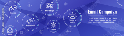 Email marketing campaigns icon set - web header banner