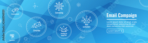 Email marketing campaigns icon set - web header banner