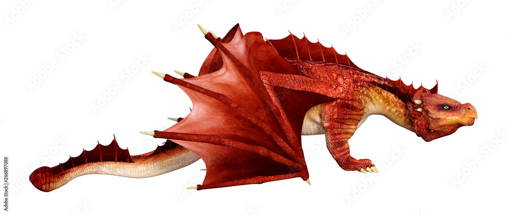 Naklejka premium 3D Rendering Fairy Tale Dragon on White