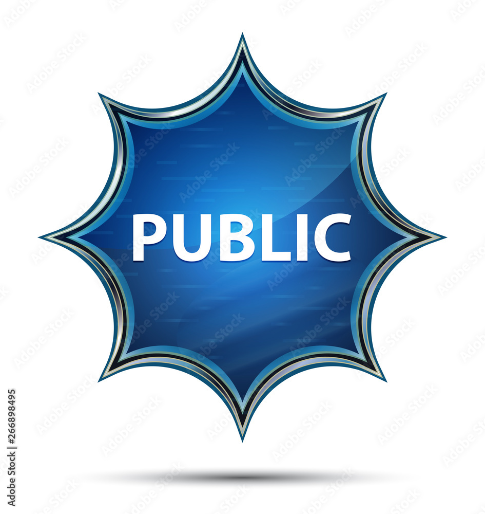 Public magical glassy sunburst blue button Public magical glassy sunburst blue button