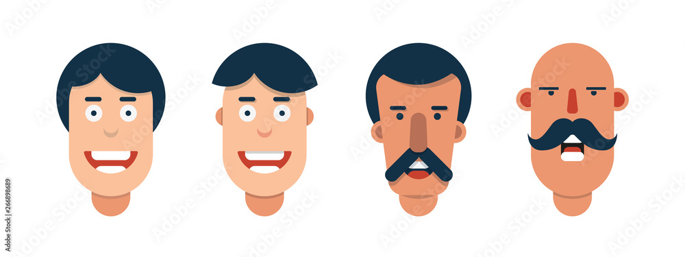 Vector Set of 4 different Comic Style Characters, male, boy and child with different expressions Vector Set of 4 different Comic Style Characters, male, boy and child with different expressions