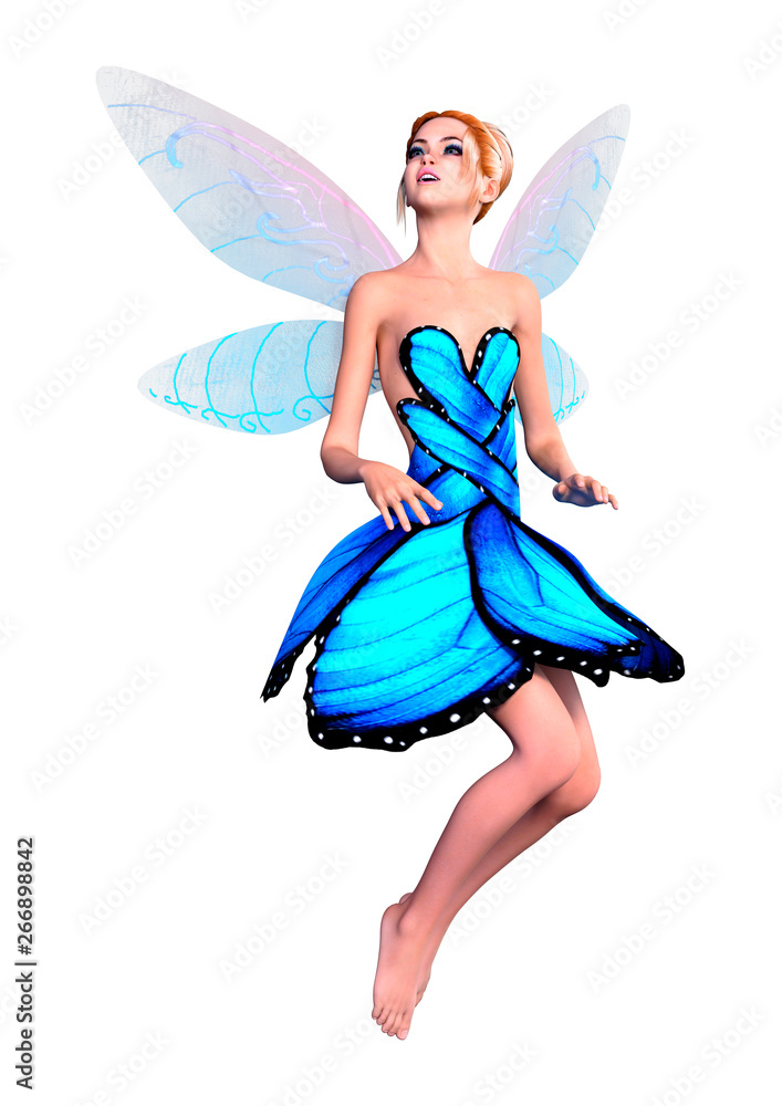3D Rendering Fantasy Fairy on White 3D Rendering Fantasy Fairy on White