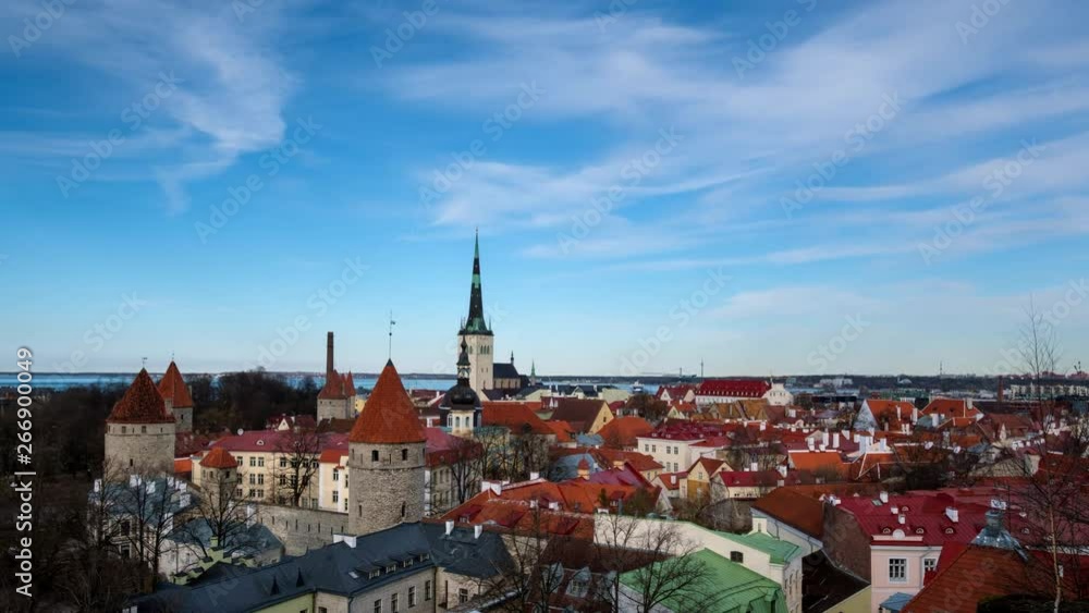 Timlapse of aerial view of Tallinn Medieval Old Town, Estonia Timlapse of aerial view of Tallinn Medieval Old Town, Estonia