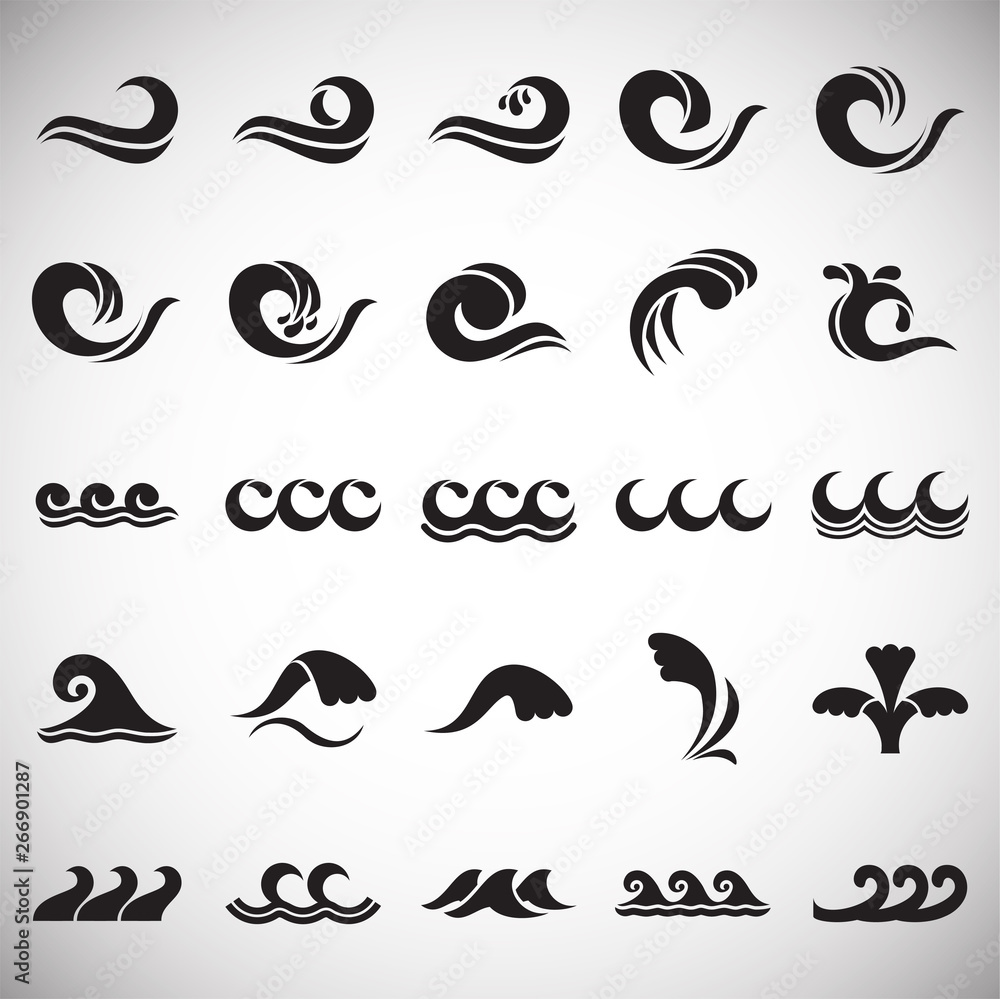 Waves icons set on white background for graphic and web design. Simple vector sign. Internet concept symbol for website button or mobile app. Waves icons set on white background for graphic and web design. Simple vector sign. Internet concept symbol for website button or mobile app.
