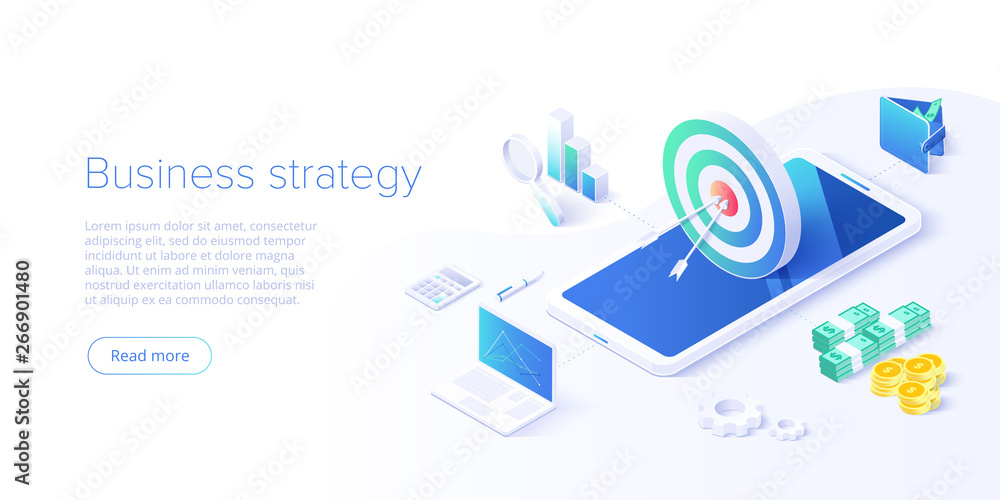 Business strategy isometric vector illustration. Data analytics for company marketing solutions or financial performance. Budget accounting or statistics concept. Business strategy isometric vector illustration. Data analytics for company marketing solutions or financial performance. Budget accounting or statistics concept.