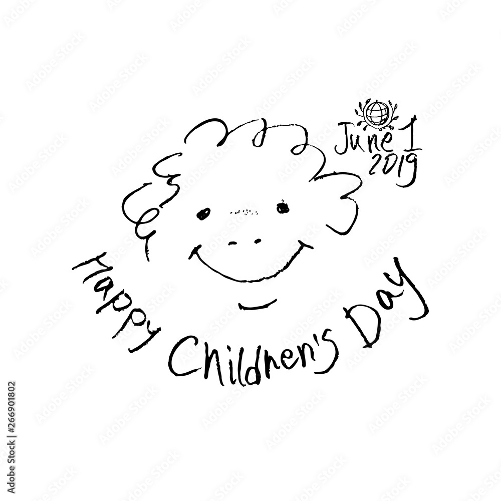 Happy childrens day. doodle holiday illustration to the international •  wall stickers worldwide, concept, protection | myloview.com