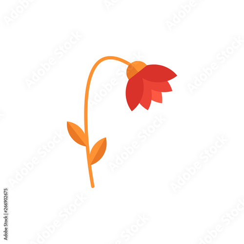 Beautiful red flower with leaves, plants wilt and die to air pollution, soil and the environment.