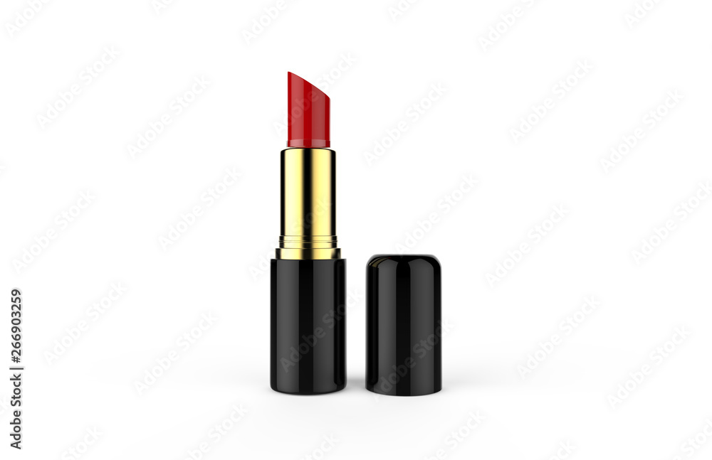 Obraz premium Lipstick mock up template on isolated white background, ready for your design presentation, 3d illustration