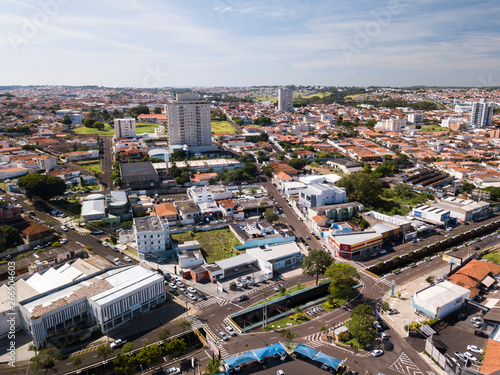 Fototapeta Naklejka Na Ścianę i Meble -  Aerial View of Franca city, Sao Paulo state. Brazil. March, 2019