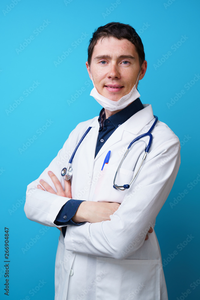 Portrait of a doctor with a stethoscope on the neck Portrait of a doctor with a stethoscope on the neck