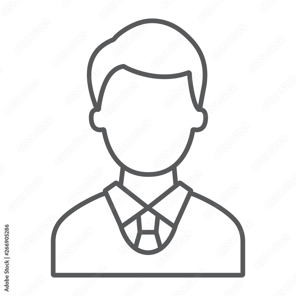 Judge thin line icon, justice and law, man sign, vector graphics, a linear pattern on a white background. Judge thin line icon, justice and law, man sign, vector graphics, a linear pattern on a white background.
