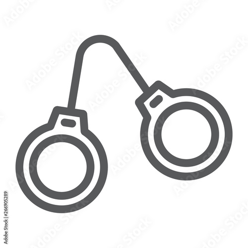 Handcuffs line icon, justice and law, chain sign, vector graphics, a linear pattern on a white background.