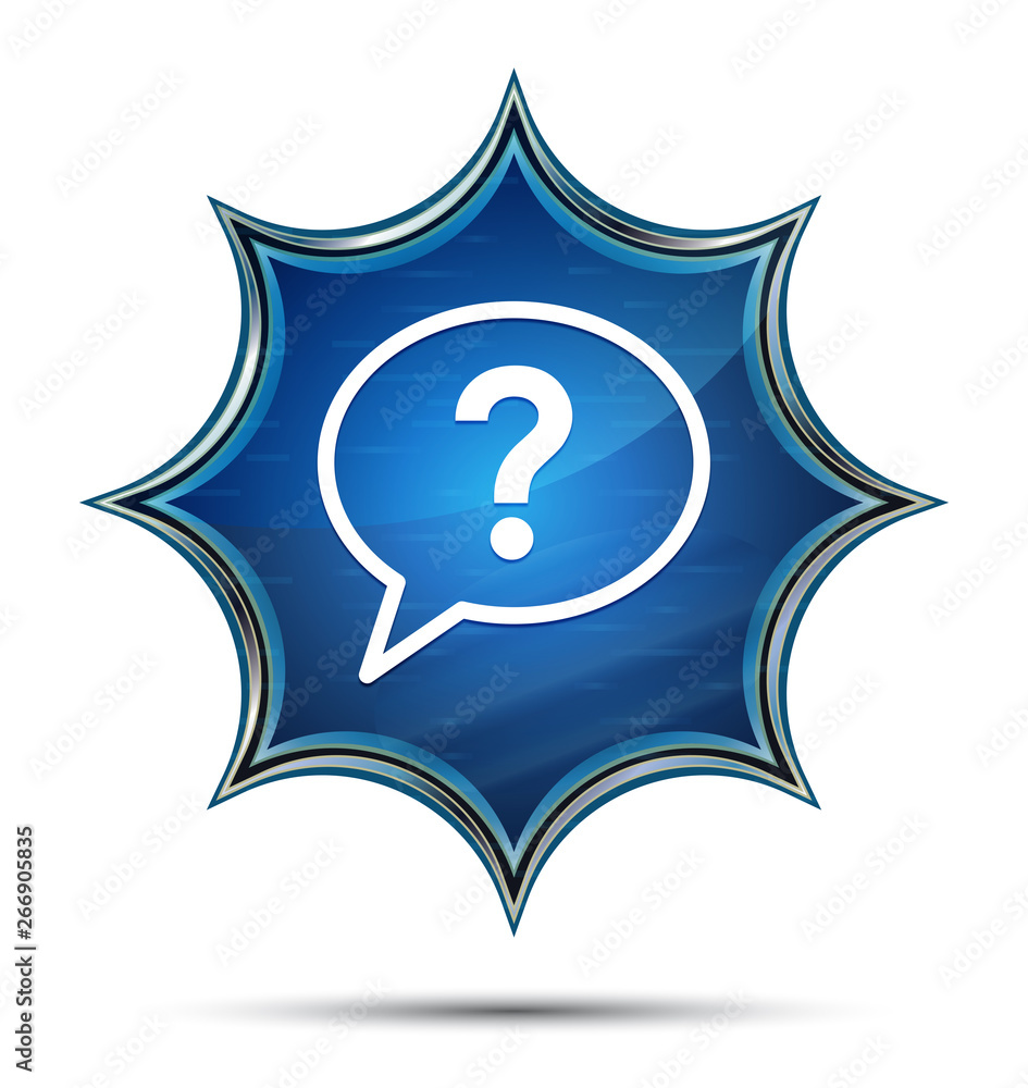 Question mark bubble icon magical glassy sunburst blue button Question mark bubble icon magical glassy sunburst blue button