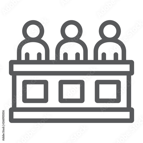 Jury line icon, court and law, tribunal sign, vector graphics, a linear pattern on a white background.