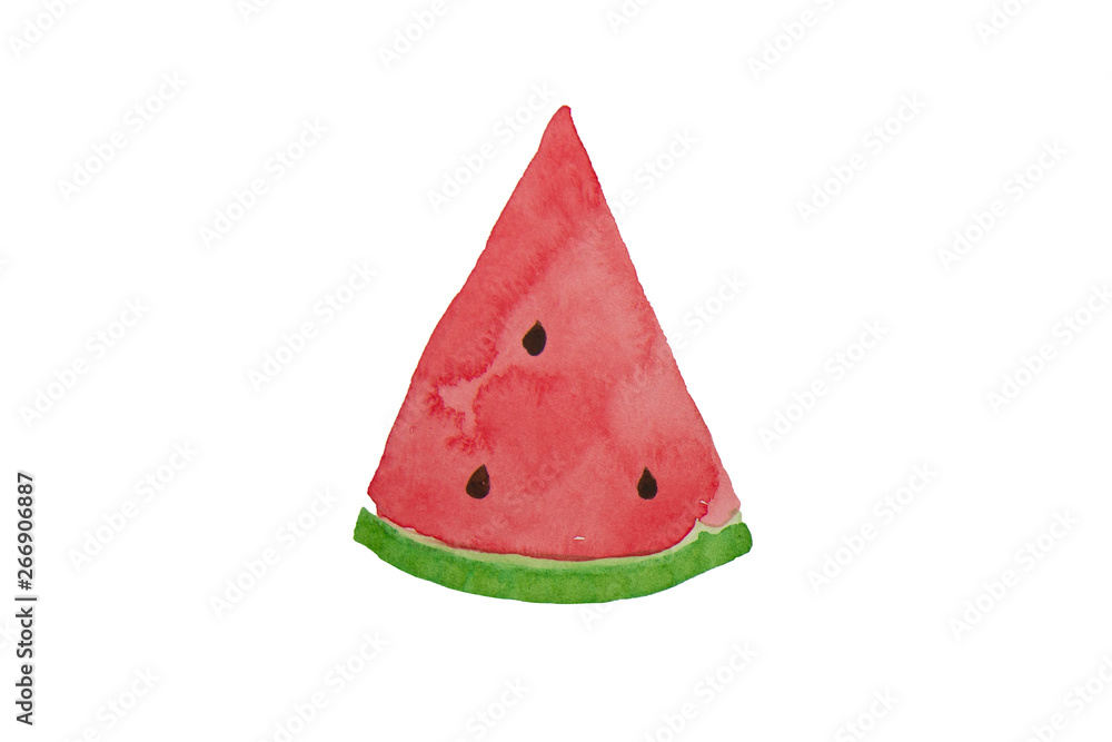 Hand drawn watercolor watermelon slice. Summer illustration. Watermelon design element, template for summer background. Hand drawn watercolor watermelon slice. Summer illustration. Watermelon design element, template for summer background.