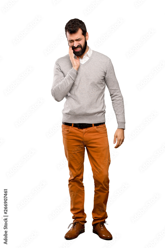 Handsome man with toothache over isolated white background Handsome man with toothache over isolated white background