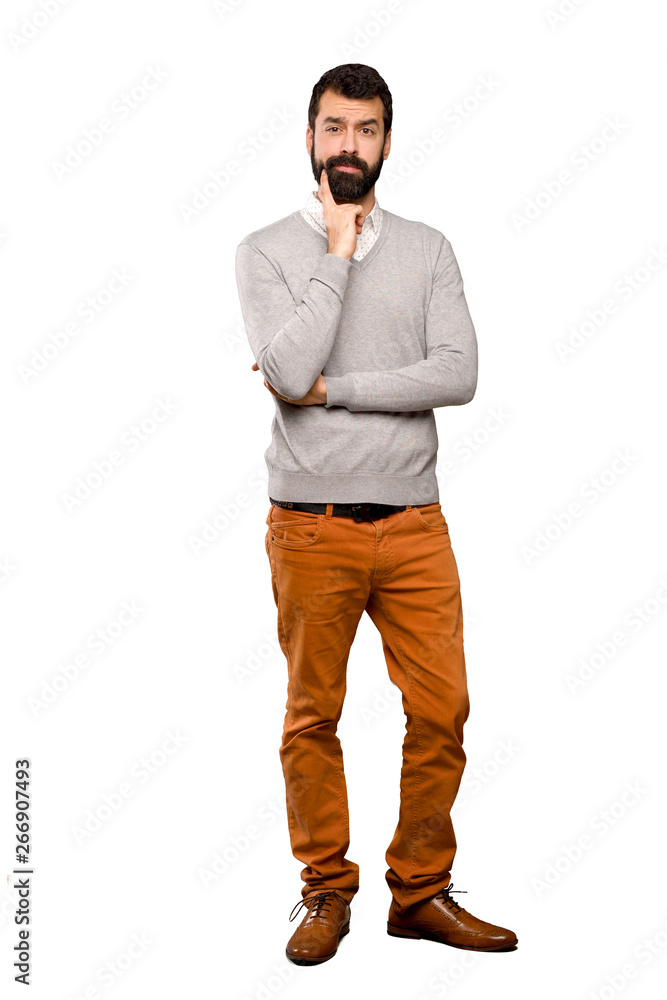 Handsome man Looking front over isolated white background Handsome man Looking front over isolated white background