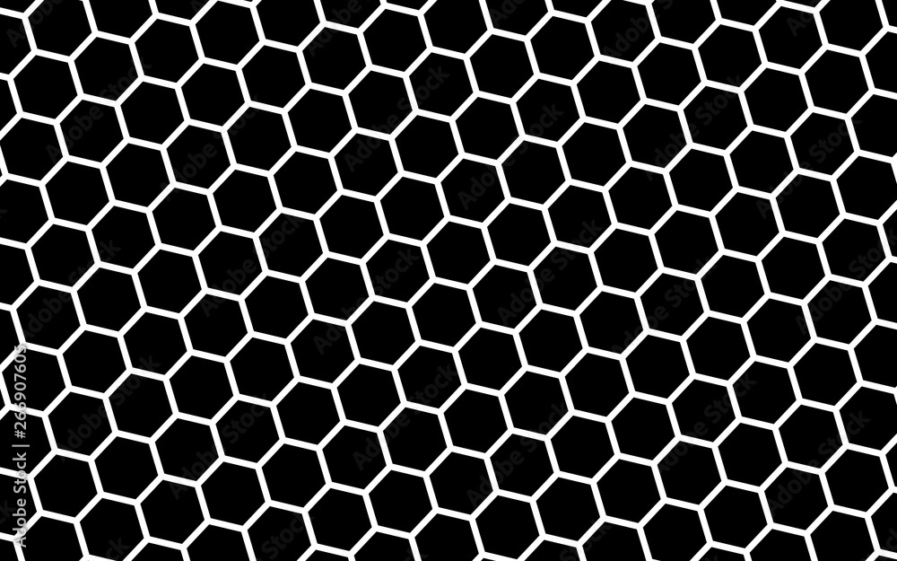 White honeycomb on a black background. Isometric geometry. 3D illustration White honeycomb on a black background. Isometric geometry. 3D illustration