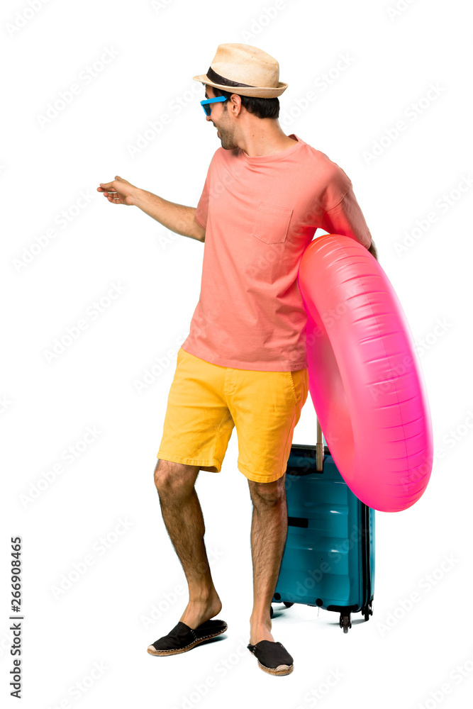Full body of Man with hat and sunglasses on his summer vacation Full body of Man with hat and sunglasses on his summer vacation