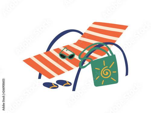 Beach Chaise Longue, Summer Travel Symbol Vector Illustration