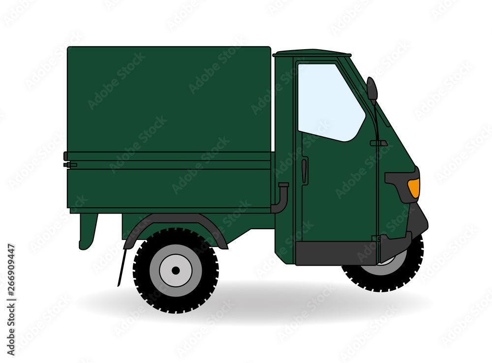 Dreirad Transporter grün Stock Vector | Adobe Stock