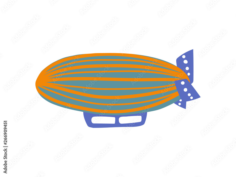 Fototapeta premium Cute Vintage Airship, Air Vehicle Cartoon Vector Illustration