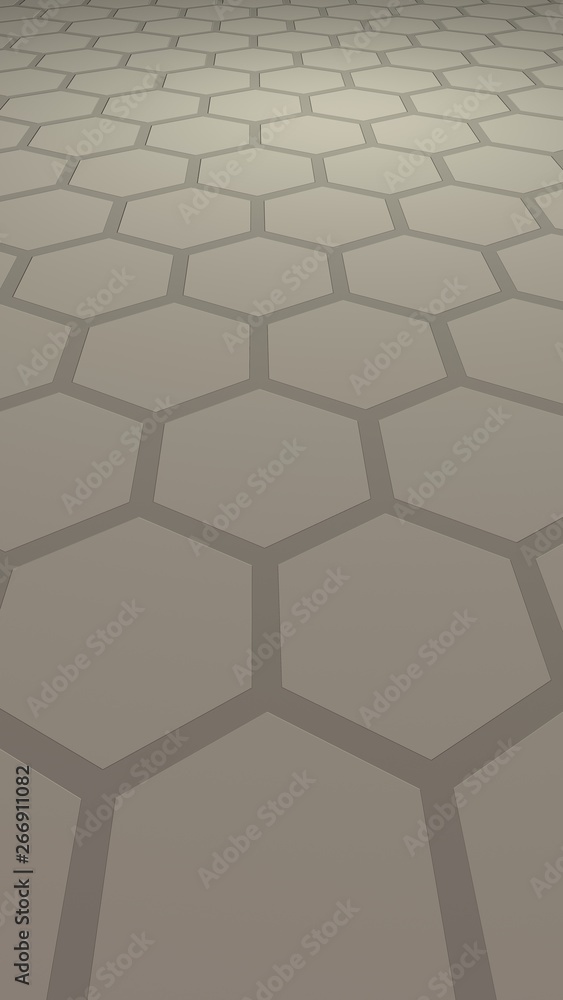 Honeycomb with color lighting, on a gray background. Perspective view on polygon look like honeycomb. Isometric geometry. Vertical image orientation. 3D illustration Honeycomb with color lighting, on a gray background. Perspective view on polygon look like honeycomb. Isometric geometry. Vertical image orientation. 3D illustration