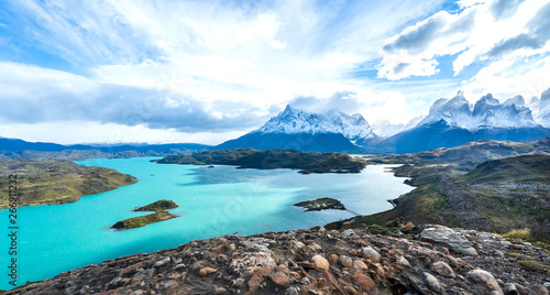 In the Torres del Paine national park, Patagonia, Chile, Lago del Pehoe.