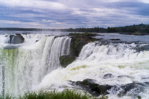 Landscape with the Iguazu Falls in Argentina, one of the Largest waterfalls in the world.