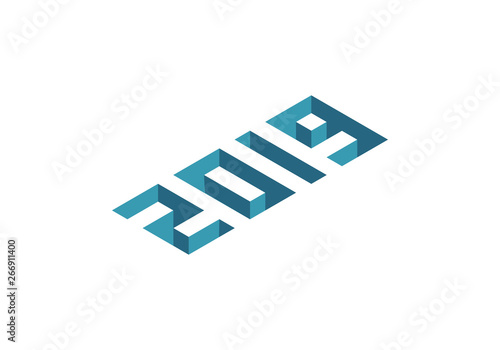 Isometric vector graphic - Year 2019