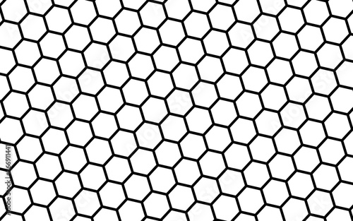 Black honeycomb on a white background. Perspective view on polygon look like honeycomb. Isometric geometry. 3D illustration © Plastic man