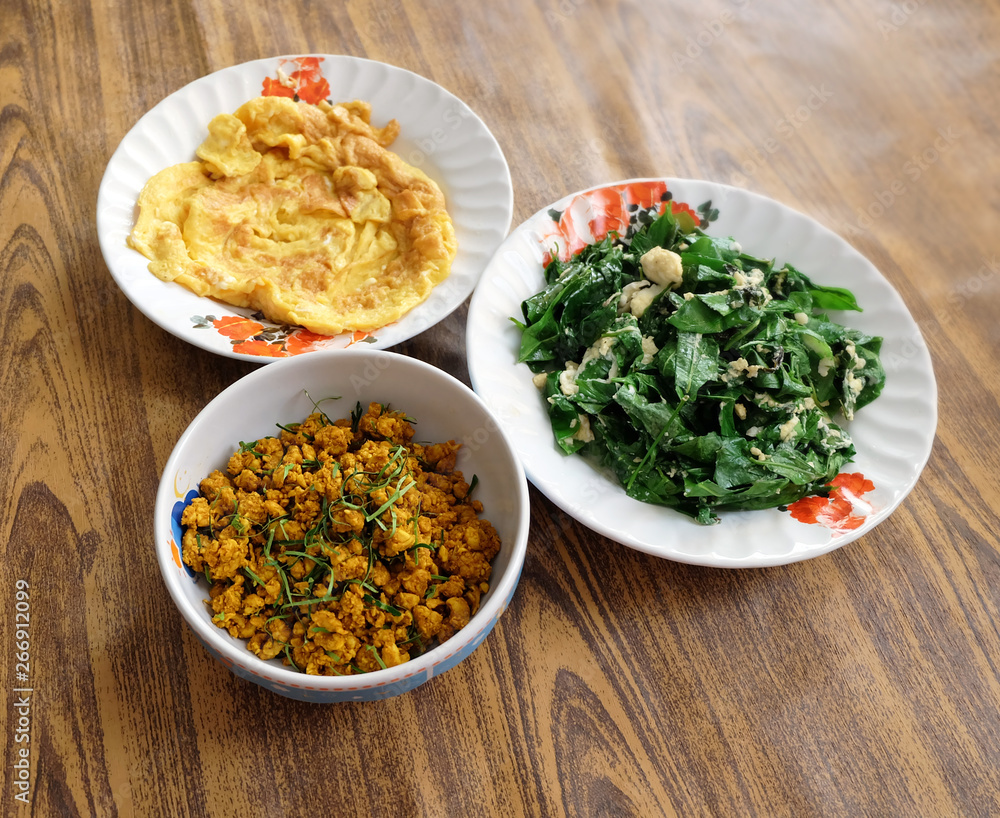 Traditional Southern Thai Cuisine in a Village Setting. Traditional Southern Thai Cuisine in a Village Setting.