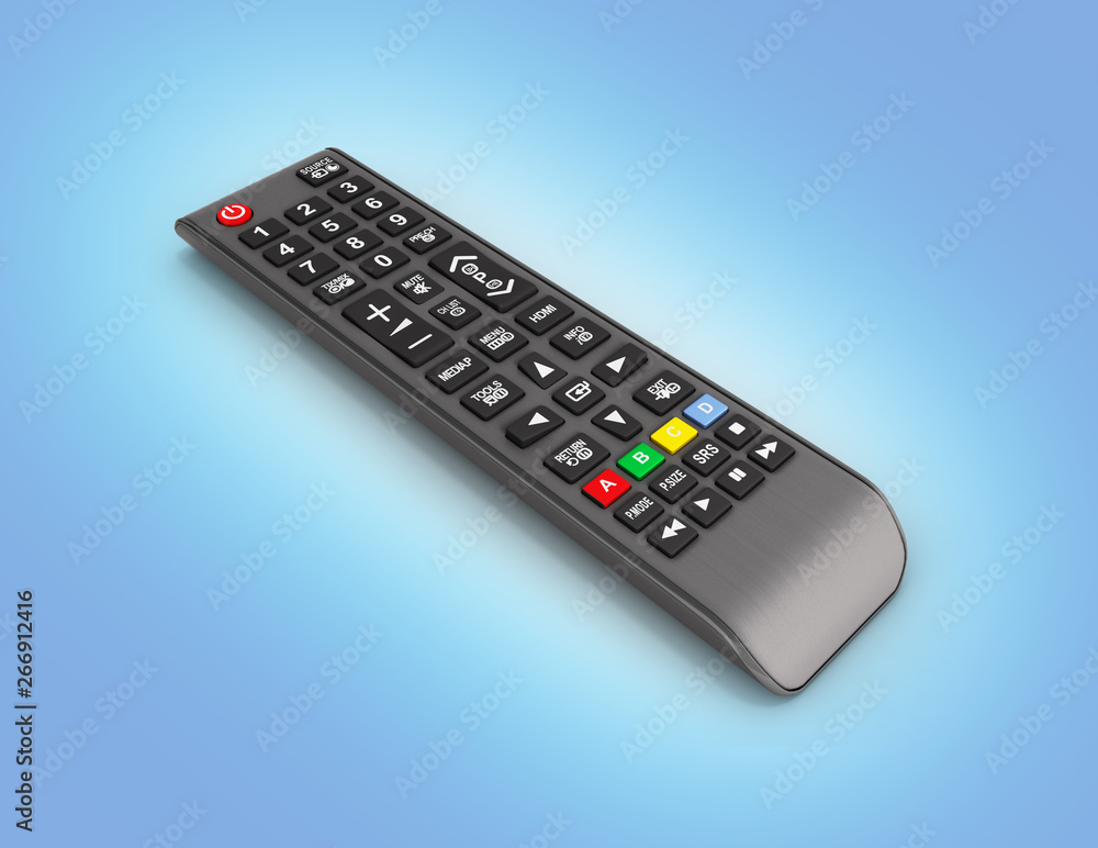 TV Remote control isolated on blue gradient background 3d render TV Remote control isolated on blue gradient background 3d render