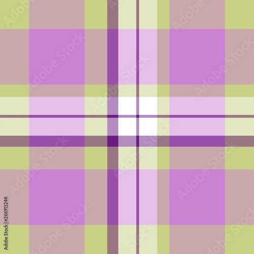 Tartan seamless plaid pattern illustration in purple, green, violet and white combination for textile design