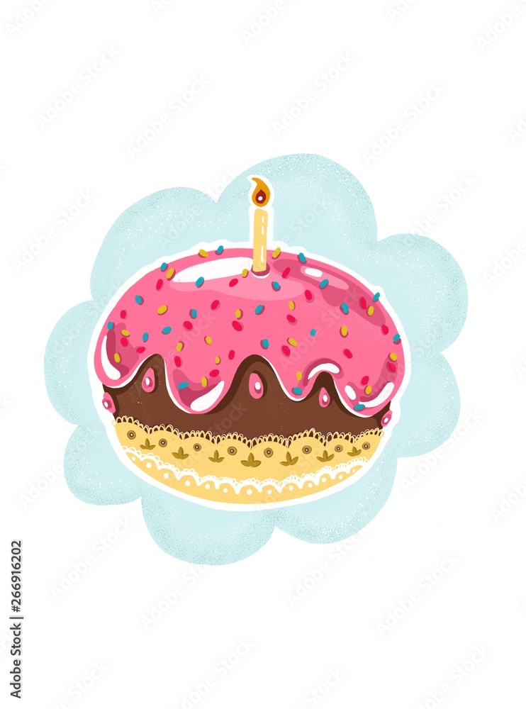 A birthday cake with candle