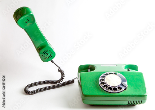 telephone with a dialing mechanism photo on white background