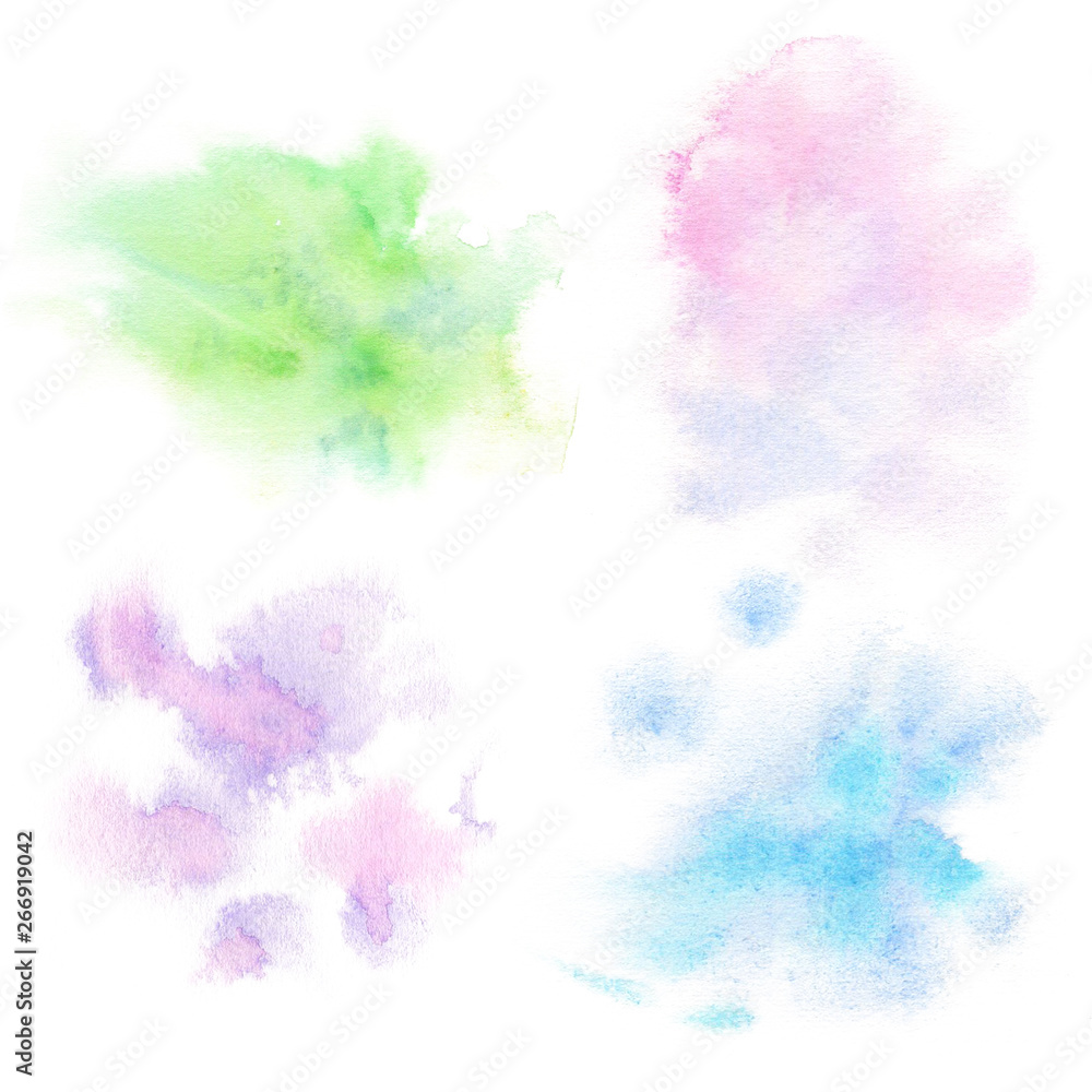 Isolate colorful wet watercolor or ink diffuse texture