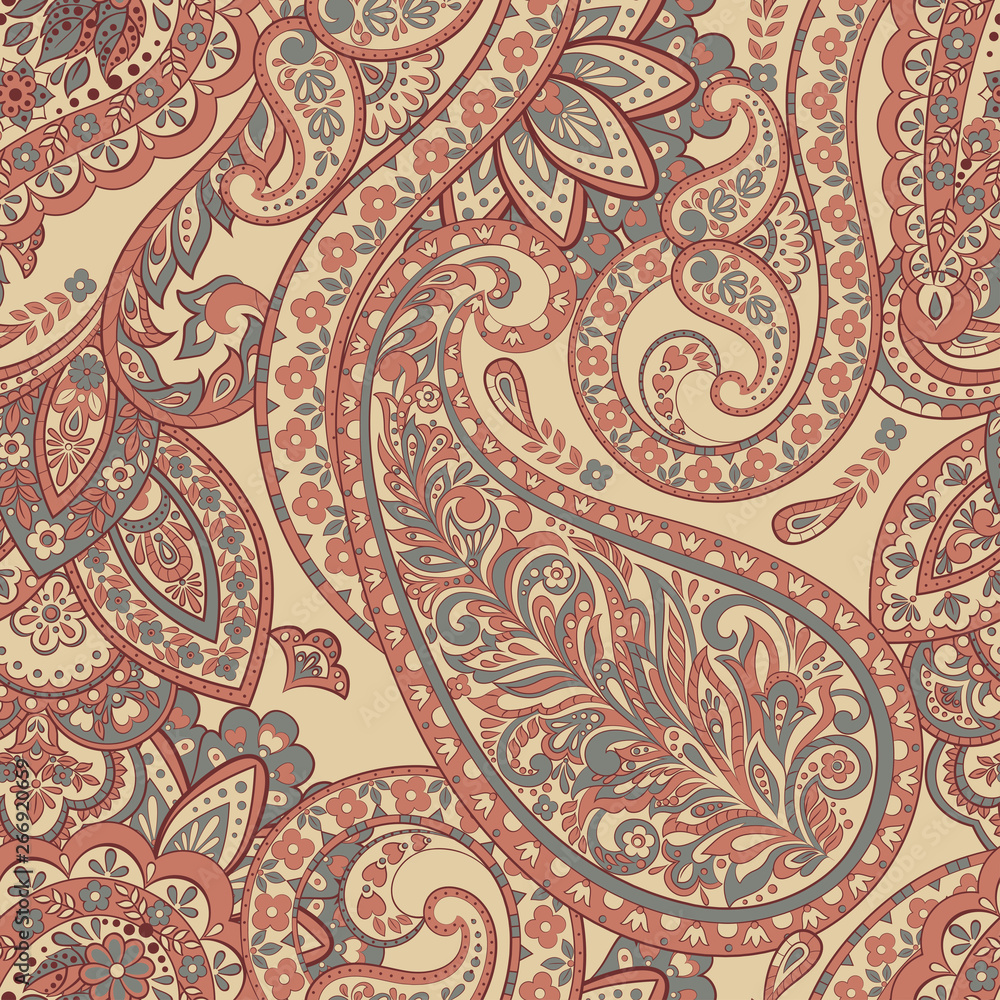 Paisley seamless pattern. Vintage background in batik style