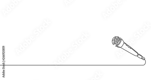 Self drawing animation of People singing karaoke continuous one line drawing. Couple with microphones sing duet
