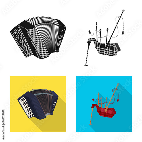 Vector illustration of music and tune sign. Set of music and tool vector icon for stock.