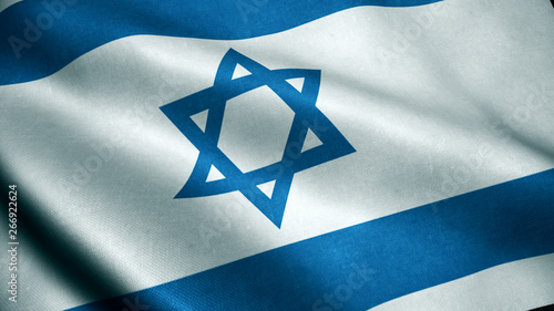 3d Animation of Israel flag. Realistic Israel Flag  waving in wind. photo